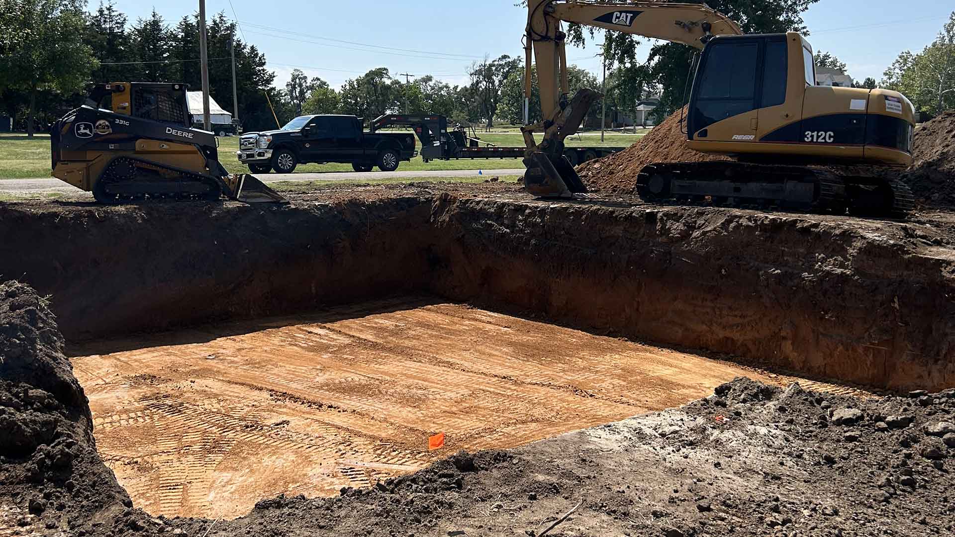 An example of a project completed by PB Land management, providing skid loader, excavation, septic, driveway, culvert, pond, tree clearing, dam, digging, road, lagoon, grade work, hauling, demolition, farmstead cleaning, retaining wall, snow removal, and brush hogging services to north central Kansas.
