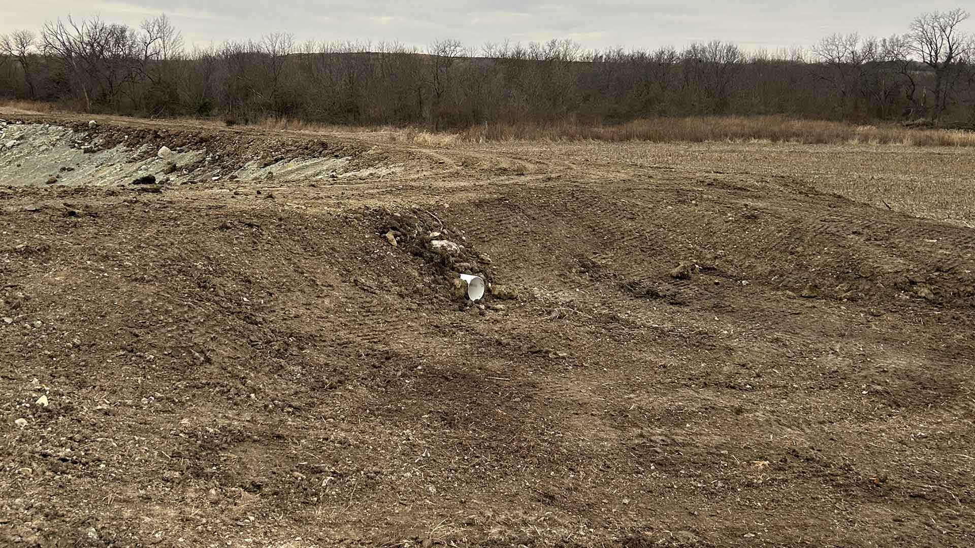 An example of a project completed by PB Land management, providing skid loader, excavation, septic, driveway, culvert, pond, tree clearing, dam, digging, road, lagoon, grade work, hauling, demolition, farmstead cleaning, retaining wall, snow removal, and brush hogging services to north central Kansas.
