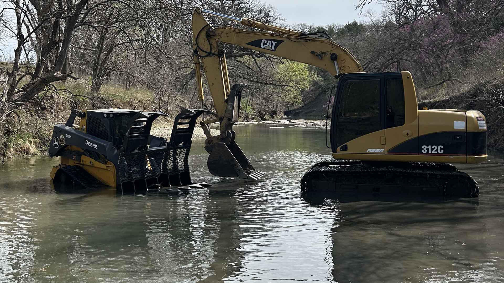An example of a project completed by PB Land management, providing skid loader, excavation, septic, driveway, culvert, pond, tree clearing, dam, digging, road, lagoon, grade work, hauling, demolition, farmstead cleaning, retaining wall, snow removal, and brush hogging services to north central Kansas.