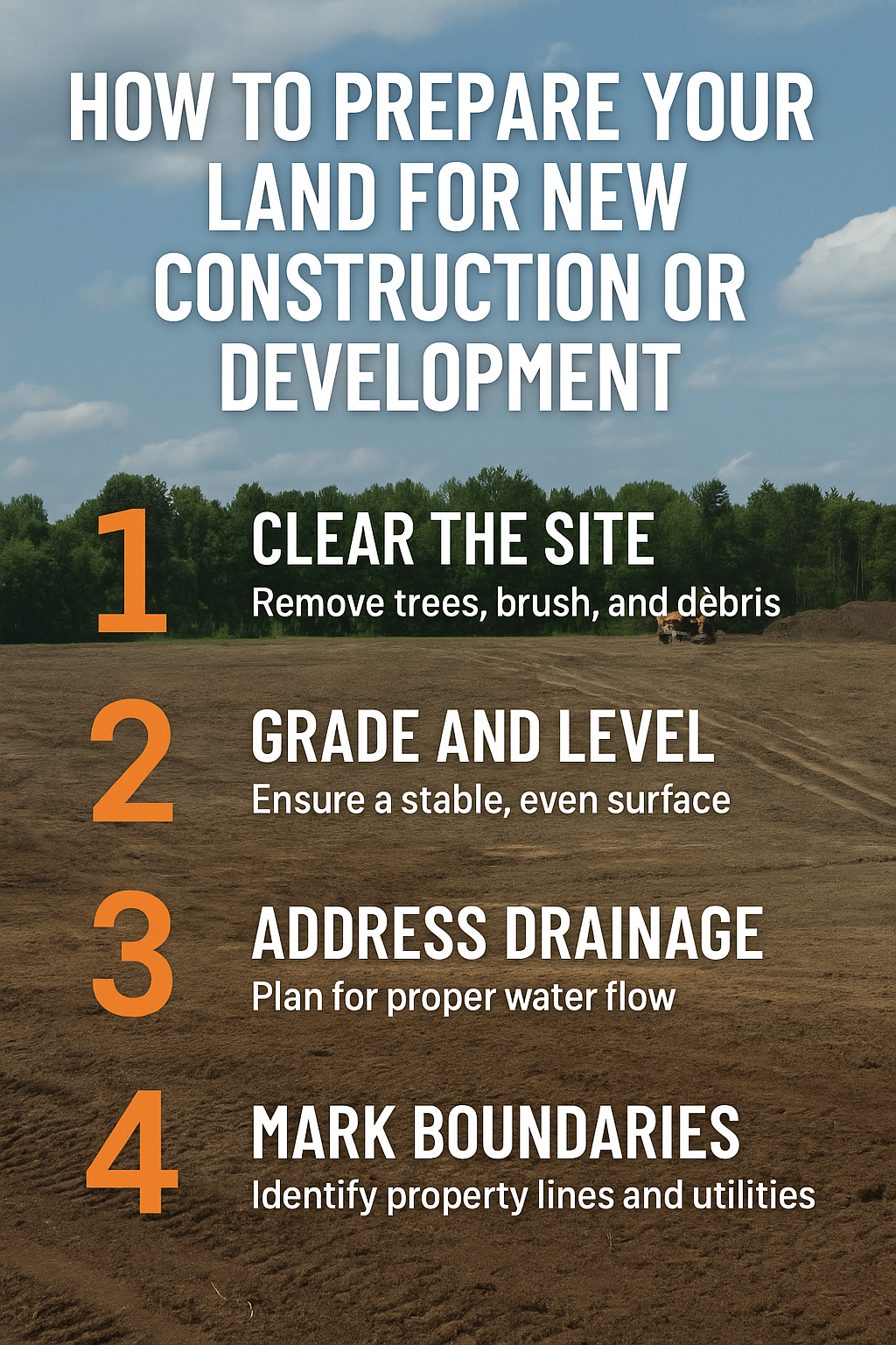 Cleared lot prepared for residential construction.